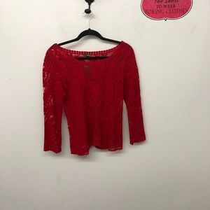 Express red lace top
